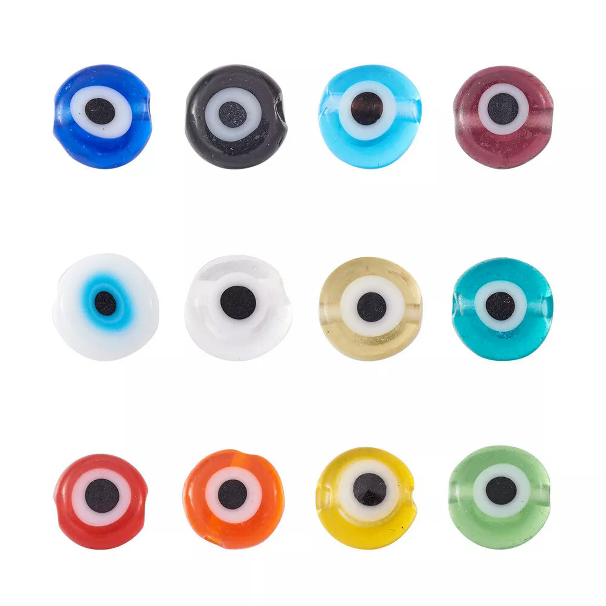EOEMY 432~480Pcs/Box 12 Colors 6mm Flat Round Handmade Evil Eye Lampwork Glass Beads