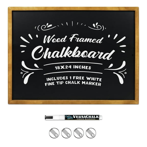VersaChalk Wooden Chalkboard, 18"x24", Magnetic, Includes White Fine Tip Marker