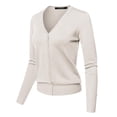 thumbnail image 3 of FashionOutfit Women's Basic Solid V-Neck Button Closure Long Sleeves Sweater Cardigan, 3 of 6