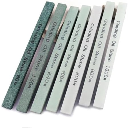7pcs Sharpening Stone Set,7 Grit Green Silicon Carbide Whetstone Stick Honing Stone for Knife,Scissor,Moldel and Bladed Tools 80# 150# 240# 400# 600# 800# 1000# (5.9x0.47x0.24Inch)