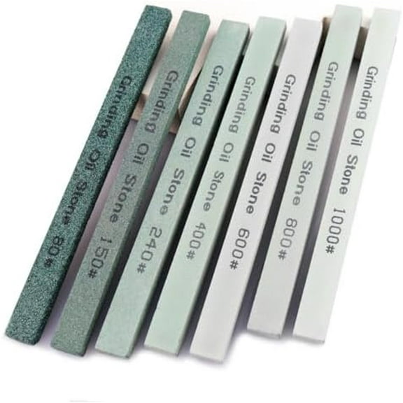 7pcs Sharpening Stone Set,7 Grit Green Silicon Carbide Whetstone Stick Honing Stone for Knife,Scissor,Moldel and Bladed Tools 80# 150# 240# 400# 600# 800# 1000# (5.9x0.47x0.24Inch)