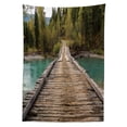 thumbnail image 3 of Ambesonne Rustic Tablecloth Rectangular Table Cover, River Pine Tree Forest, 60"x90", Brown Green, 3 of 4
