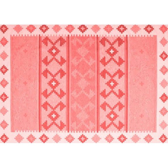 Ahgly Company Indoor Rectangle Abstract Red Contemporary Area Rugs, 4' x 6'