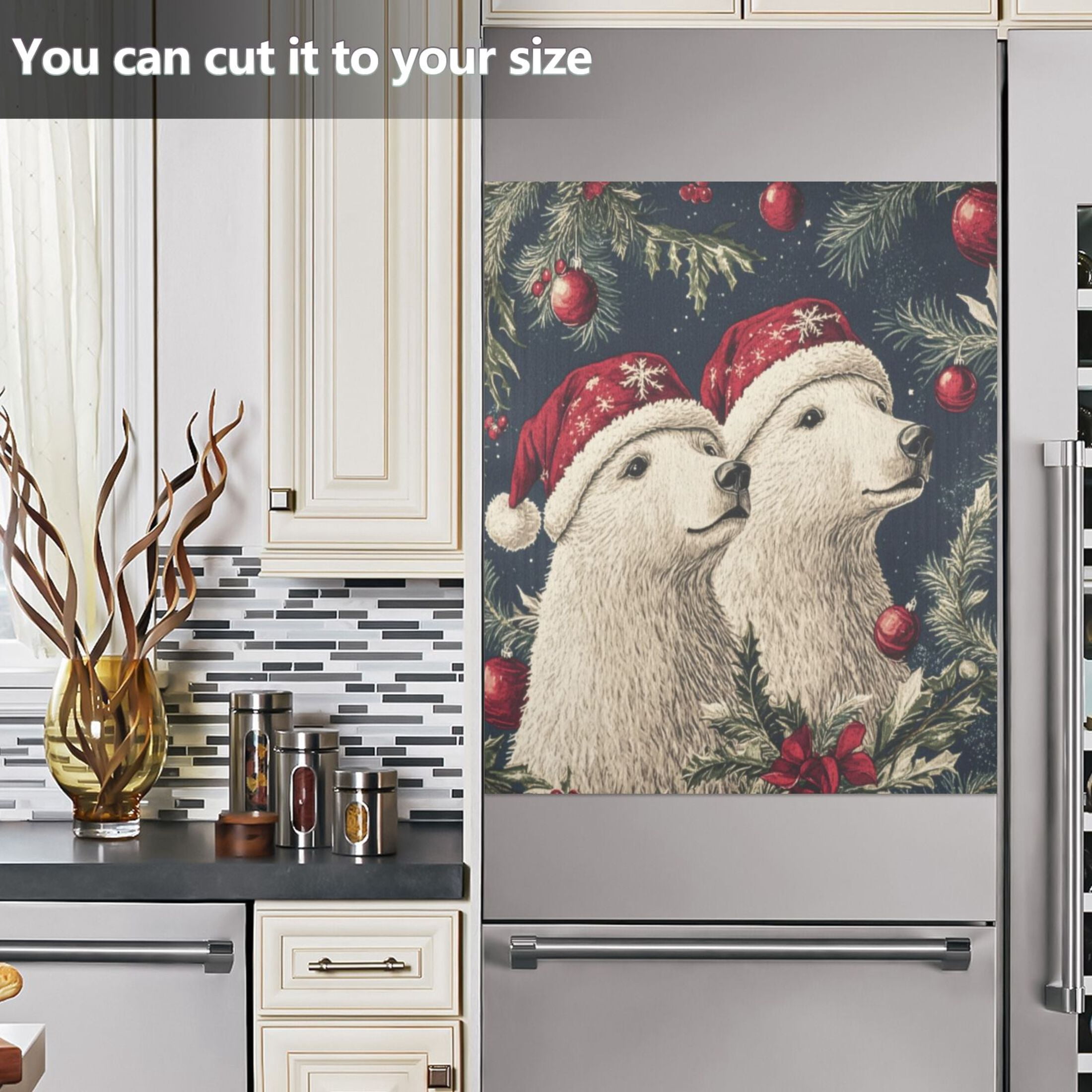 Dishwasher Magnetic Sticker 23x26 Inch Refrigerator Magnetic Sticker Washing Machine Magnetic Sticker Kitchen Panel Magnetic Sticker Home Decor Two Christmas Bears