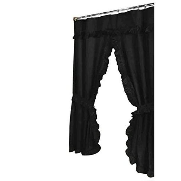Lauren Double Swag Shower Curtain, Dark Gray Double Swag Shower Curtain
