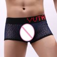 thumbnail image 3 of WAVSUF Summer Boxer Briefs Mens Solid Color Comfort Underpants Ventilation Briefs Blue Size L, 3 of 8