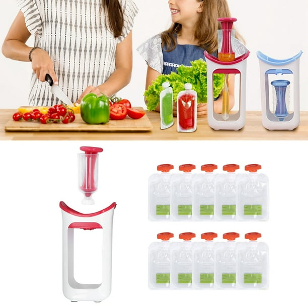 Baby Squeeze Station,Fruit Puree Food Storage Pouch Starter Kit With Squeeze Bag For Babies And