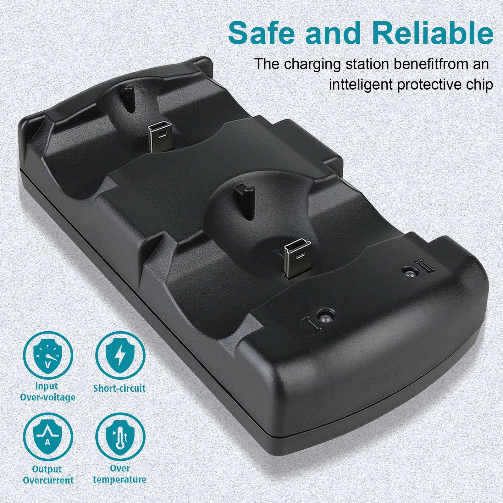 EEEkit 4 in 1 Dual Charger Stand Dock Station Fit for Sony Playstation PS3 Controller with USB Charging Cable
