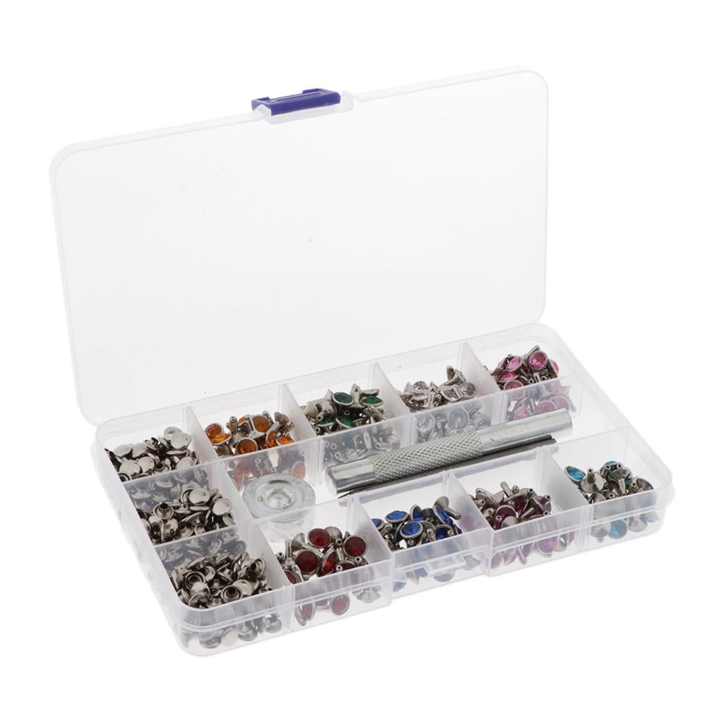 Yunhgft 240Pcs 7mm Rhinestone Studs Rivets Studs Rivets Studs With Tool For Leather DIY