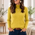 thumbnail image 2 of DORKASM Women's Sweaters Turtleneck Ribbed Knit Fashion Blouses Long Sleeve Stretch Slim Fit Trendy Shirt Fall Winter Comfy Lightweight Pullover Yellow S, 2 of 5
