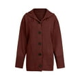 thumbnail image 3 of Women's Cardigan Sweaters Hooded Button Down Front Jackets Winter Coat with Pockets Wine S, 3 of 5