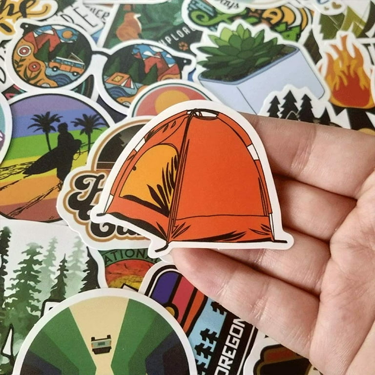 100 Pcs Outdoor Camping Stickers Travel Hiking Adventure Stickers  Wilderness Nature Stickers Pack Waterproof Vinyl Stickers Decals for Water  Bottle