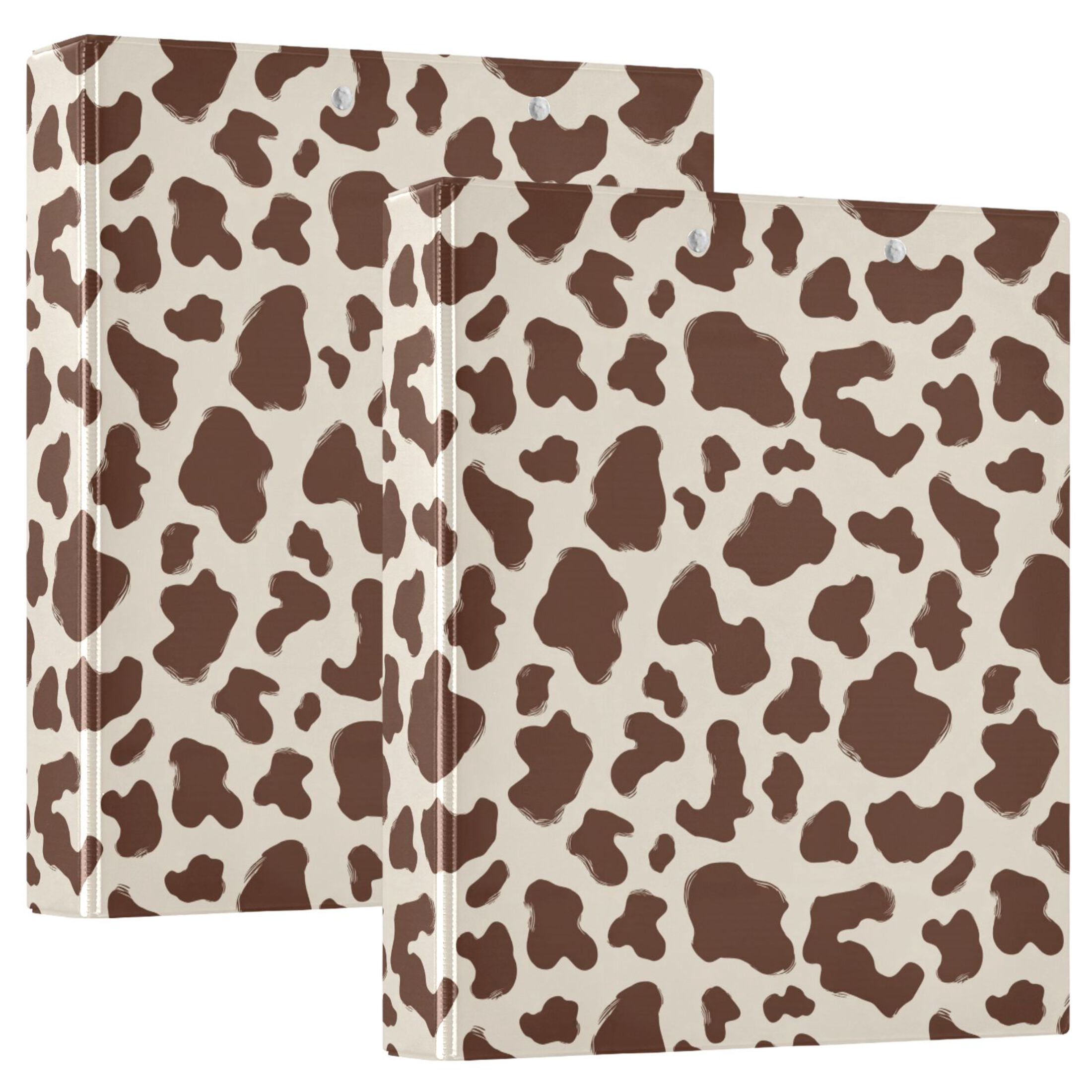 Three Ring Binder Brown and White Cow Print Spots 1.5 Inch Round Binder D-Rings for Office Supplies and More