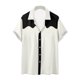 thumbnail image 2 of Playeras Elvqul para Caballero Blanco Casual Elástica Manga Corta con Estampado de Bloques de Color Solapa Botones, 2 of 5