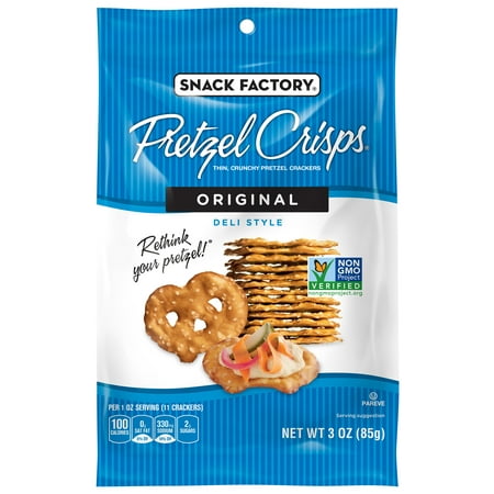 (4 Pack) Snack Factory Pretzel Crisps, Original, 3 (Best Zero Calorie Snacks)