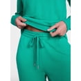 thumbnail image 3 of Joyspun Women's Fleece Pajama Set, Crewneck Top and Joggers, Serrano Pepper, Size L, 3 of 5