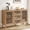 Oak, variant on Buffet Cabinet with Slatted Doors, 47" W Sideboard Buffet with Drawers, Modern Mid Century Accent Storage Cabinet for Living Room, Entryway, Kitchen, Walnut