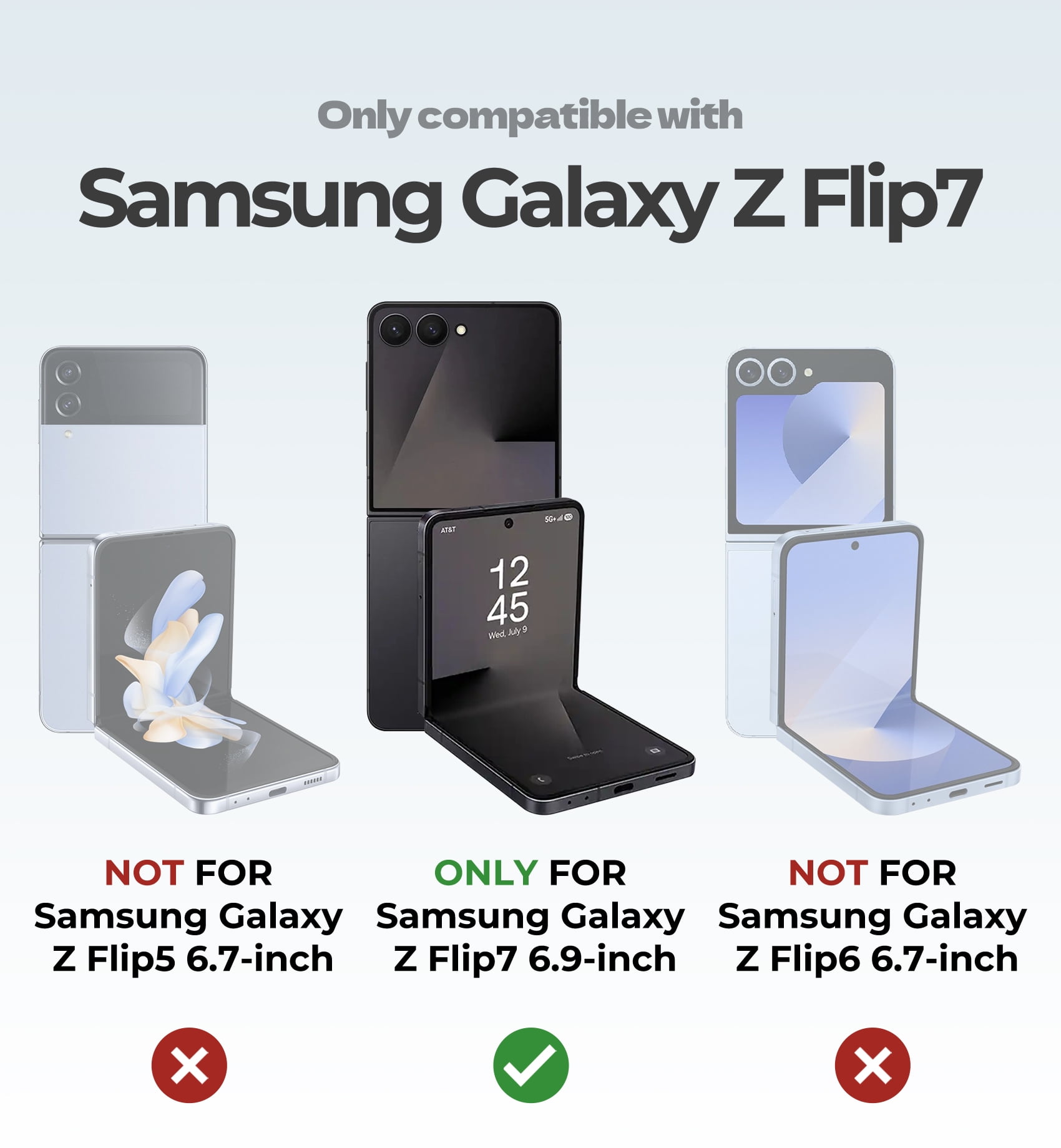DEXNOR for Samsung Galaxy Z Flip 7 Case with Dual Kickstands & Auto-close Hinge Protection & Screen Protector, Full-body Rugged Shockproof Protective Cover Bumper Cases for Samsung Z Flip 7,Black