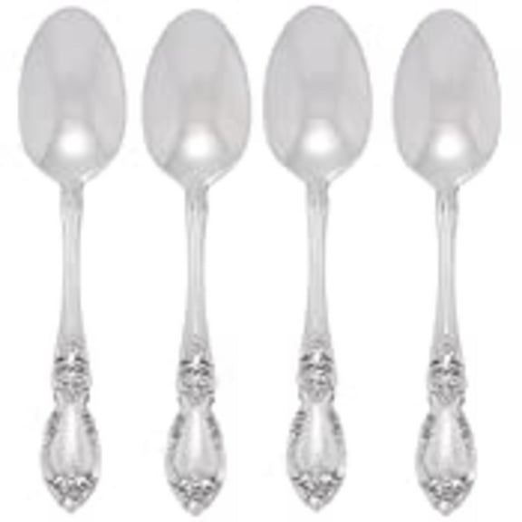 Oneida Louisiana Fine Flatware Teaspoons, Set of 4, 18/10 Stainless Steel