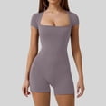 thumbnail image 2 of NMMUED Rompers for Women Workout Seamless Romper Yoga One Piece Tank Tops Jumpsuits Short Sleeve Tummy Control Rompers Light Violet XXL, 2 of 8