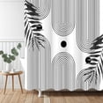 thumbnail image 2 of Black and White Shower Curtain, Boho Mid Century Modern Neutral Leaf Arch Abstract Minimalist Machine Washable Waterproof Fabric for Bathroom Decor Bathtub with Hooks 72x72, 2 of 6