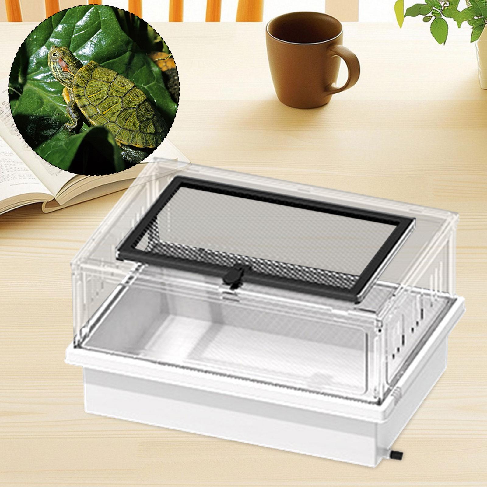 Turtle Terrarium Enclosure Aquarium Space Saving PET Construction for Home Office Crayfish Crabs Tortoises