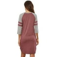 thumbnail image 5 of Baywell Women's 3/4 Sleeve Nightgown Sleepwear Color Block Crewneck Nightshirt Above Knee-Length Nightdress Soft Comfy Tee Sleepshirt Loungewear, S-3XL, 5 of 7