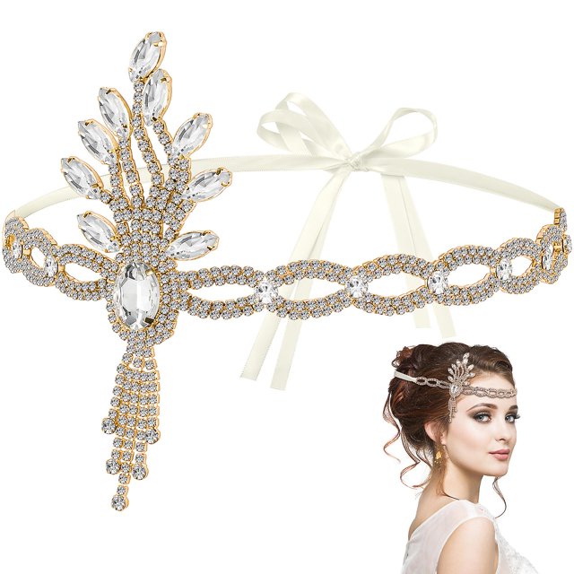 Accesorios para el cabello de graduación Diadema estilo años 20 estilo flapper Tocado con diamantes de imitación Tocado estilo flapper para novia Diadema para novia