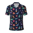 thumbnail image 2 of Daiia Space Dinosaur Pattern Men’s Polo Shirts,Solid Deck Shirt,Classic Fit, Breathable Cotton Polo for Casual and Sport Wear-Medium, 2 of 9