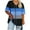 Blue, variant on Lenpel Women's Plus Size Tops Summer Casual Short Sleeve V Neck Color Block T Shirts Loose Tunic Tee Blouses