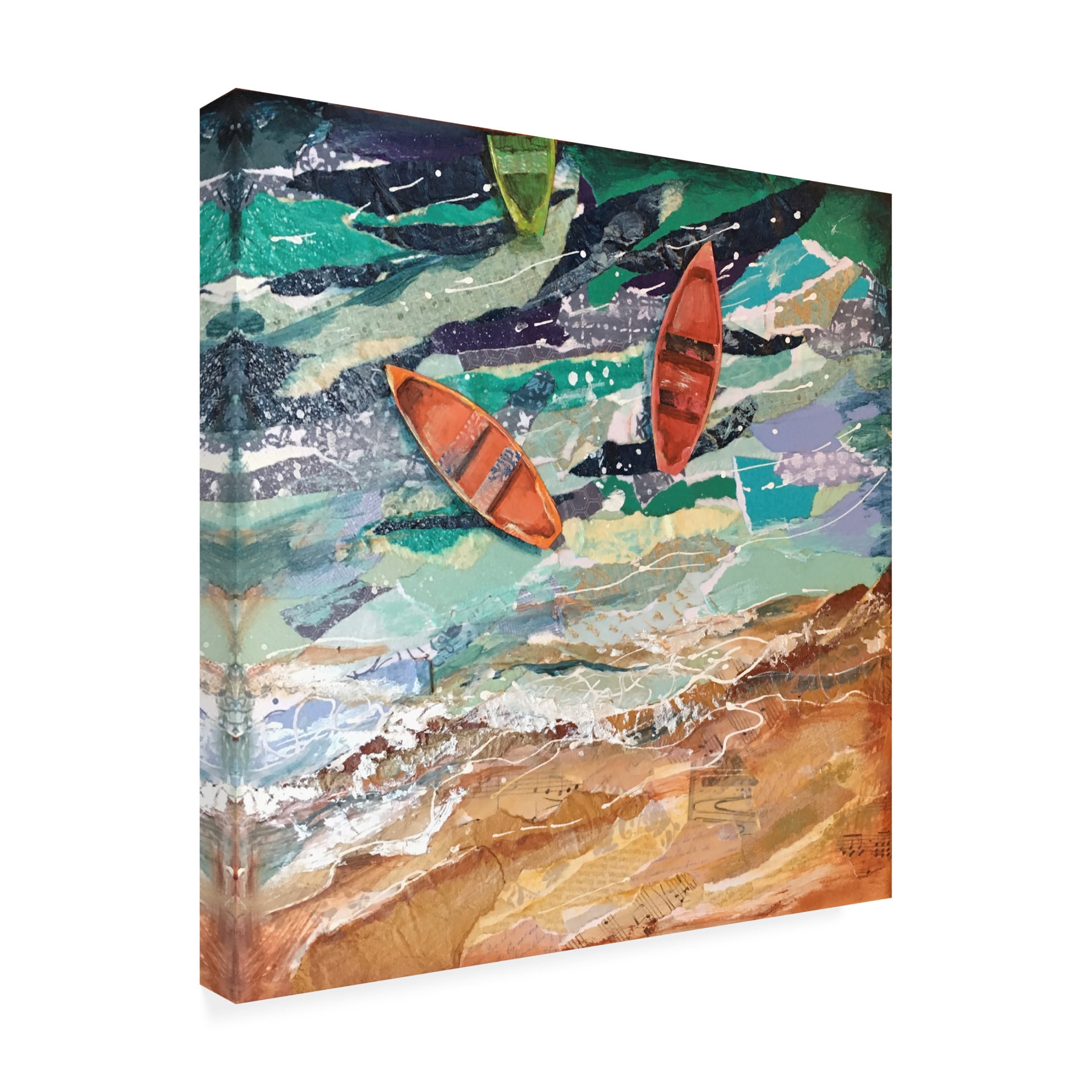 Canvas Wall Art - Christine Rotolo 'Mixed Media Row Your Boat' Wall Art for Living Room, Bedroom, or Office Décor by Trademark Fine Art - 14 x 14 Inches