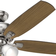 Hunter - Amberlin Indoor Ceiling Fan With Light, 52-inch, Brushed Nickel, Casual-style, 3-speed WhisperWind Motor, 53216, for Living Rooms, Bedrooms