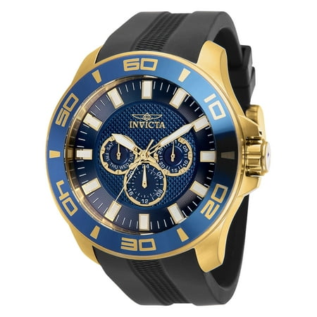 Invicta Pro Diver Men 50mm Stainless Steel Gold Blue dial Chronograph Quartz Watch