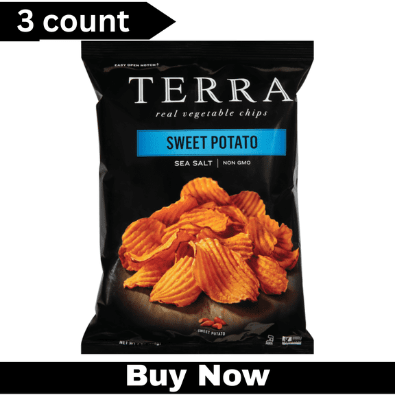 Terra Sweet Potato Real Vegetable Chips, 5 oz Bags, 3 Count Pack