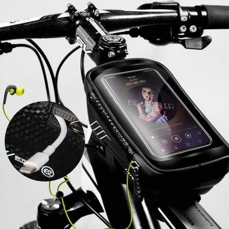 EEEKit Bike Frame Bags, Waterproof Bicycle Handlebar Phone Bag Mount Pack, Cycling Top Tube Pannier Sensitive Touch Screen Sun Visor Large Capacity Case Fits for iPhone 8/7 plus, Galaxy Note (Best Iphone 5 Bike Mount Waterproof)