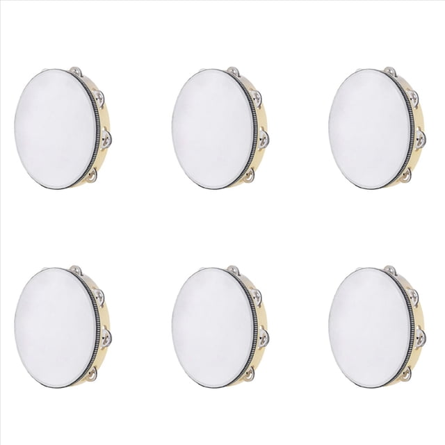 6X Pandereta para Adultos 10 Pulgadas Tambor de Mano Campana Abedul Metal Jingles PercusióN Regalo Instrumento Musical Educativo