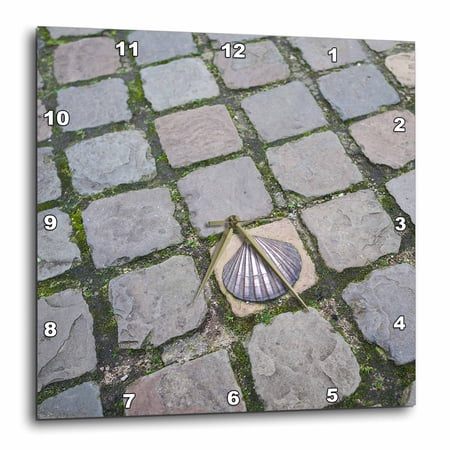3drose, Belgium, Bruges Bronze Seashell on Camino De Santiago Pilgrimage Route, 10x10 Wall Clock