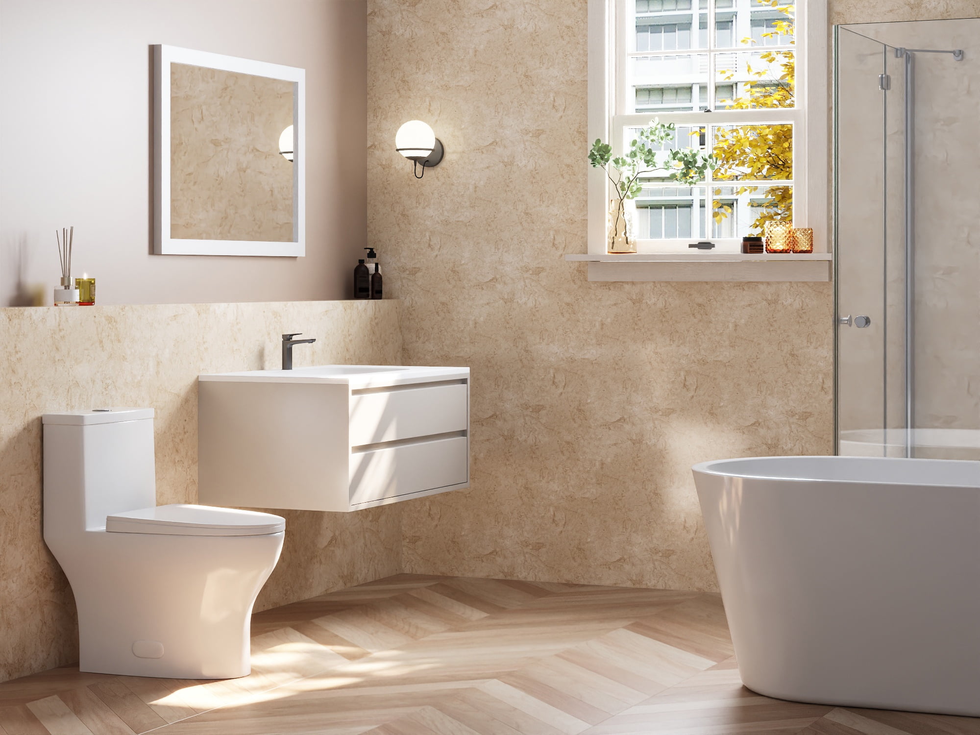 DV-1F0073 Ally Bathroom Toielt, One-Piece Toielt Dual-Flush Elongated Floor Mounted Toilet with White Glazed Surface(Seat Included)