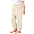 thumbnail image 2 of SHTXOZHI Toddler Boys Girls Comfortable Joggers Elastic High Waist Beach Pants Vacation Going-Out Solid Color Bottoms, 2 of 9