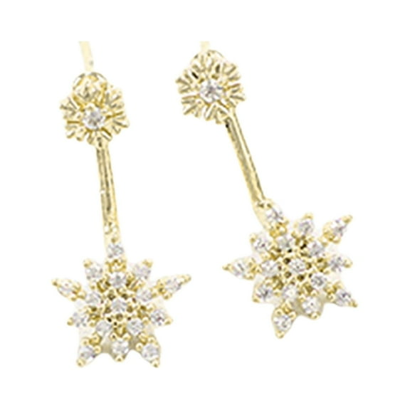 UDIYO Elegant Fashion Snowflake Rhinestone Crystal Dangle Earrings for Female Daily Outfits