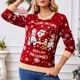 thumbnail image 4 of Suéter de Navidad con copos de nieve para mujer, nuevo suéter de punto con cuello redondo y estampado de Papá Noel en colores llamativos para otoño e invierno, 4 of 4