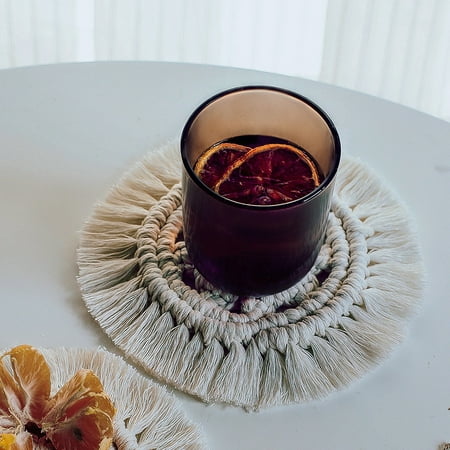 

Tassel Coaster Handmade Macrame Coaster Bohemian-Style Drinks Decorative Placemat