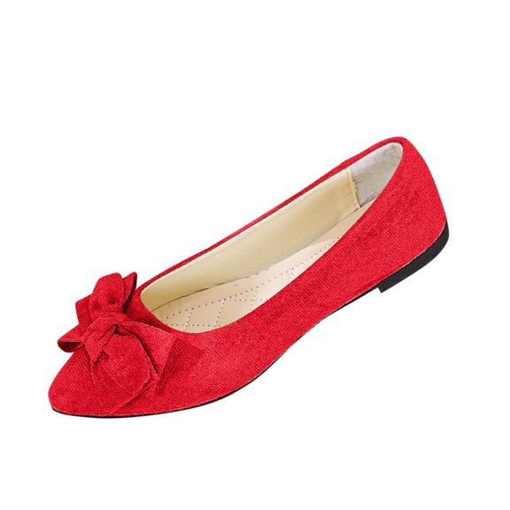 Flats Shoes for Women Bowknot Round Head Fashionable Casual Versatile Large Size Wedge Heel Shallow Mouth Shoes Wedding Guest Wear