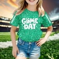 thumbnail image 2 of LIIPEE Girls Boys T-Shirt Cartoon Baseball Letter Graphic Printed Short Sleeve Round Neck Sequins Tshirt Tops Child Comfort Birthday Wedding Weekend Tee,Green,10-11 Years, 2 of 4
