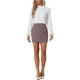thumbnail image 2 of Falda corta de cuadros de tweed para mujer Inspire Chic, elegante, de cintura alta, color burdeos, talla XL, 2 of 6