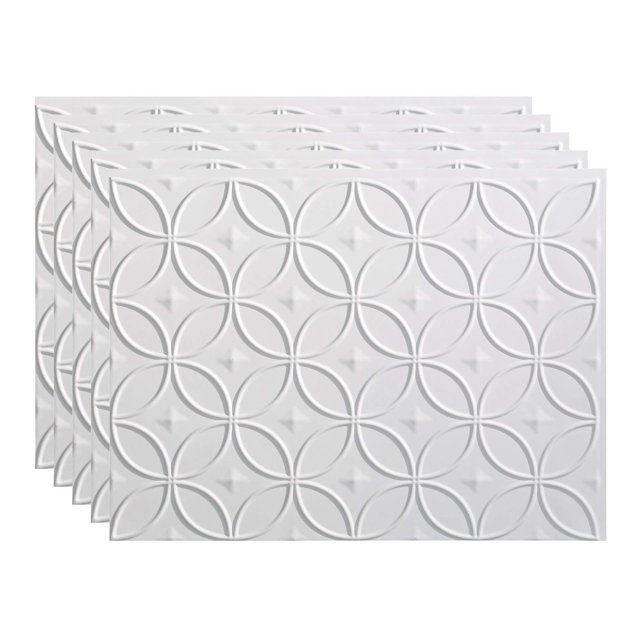 FASÄDE Rings Decorative Vinyl 18in x 24in Backsplash Panel in Matte White (5 Pack)
