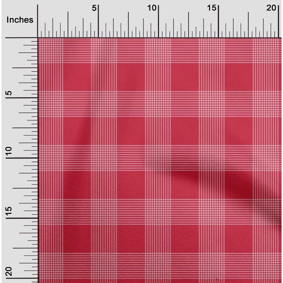 oneOone Cotton Cambric Bright Red Fabric Gingham Check Quilting Supplies Print Sewing Fabric By The Yard 56 Inches Wide