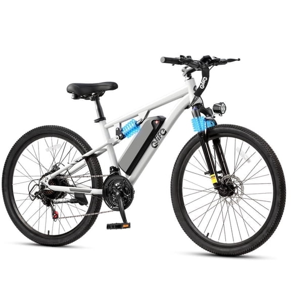 Qlife Racer Ultra Electric Bike for Adults 21-Speed Mountain Lightweight Ebike with 350W Max 28MPH Brushless Motor, 26" Step Over E-MTB, 48V 7.8Ah Removable Battery e-Bike(White)