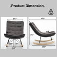 thumbnail image 3 of Lazy Upholstered Rocking Chair, Comfortable Lounge Chair with Wide Backrest and Seat Wood Base, Rocker Armless Chairs, Reading Rocker for Living Room Bedroom, 3 of 8