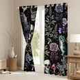 thumbnail image 3 of Homewish Gothic Boho Skeleton Black Out Curtains for Teens, Hippie Butterfly Moth Curtains Pack of 2 (42x63 Each), Romantic Rose Floral Bedroom Curtains, Curtains and Drapes Decor, 3 of 6